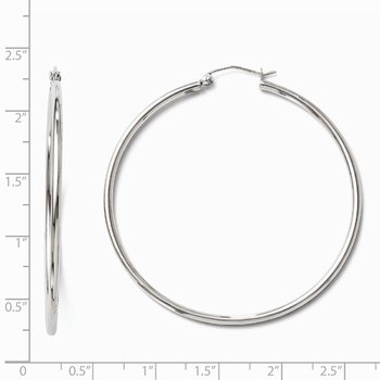 10K White Gold Polished Hinged Hoop Earrings TA41