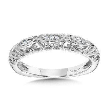 Vintage Milgrain & Filigree Accented Diamond Wedding Band R1163BW