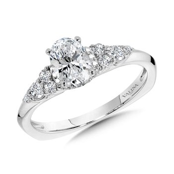 Tapered Oval Diamond Engagement Ring R1107W