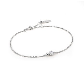 Silver Orb Sparkle Chain Bracelet B045-01H-CZ