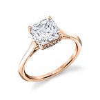 Sylvie Round Cut Solitaire Hidden Halo Engagement Ring - Carter S2683