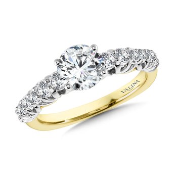 Straight Two-Tone Diamond Engagement Ring w/ Trellis Undergallery R1016YW