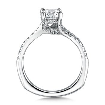 Spiral Style Engagement Ring with Side Stones R9490W