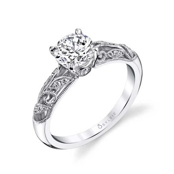 Round Cut Vintage Engagement Ring - Roial S1392