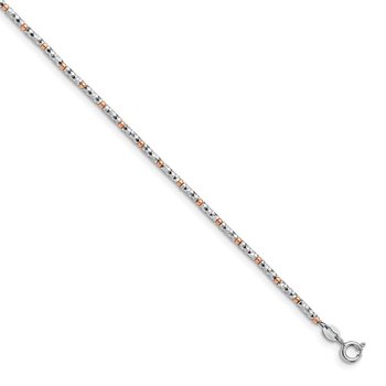 Sterling Silver Rose flash-plated D/C w/1in ext. Anklet QLF519-9
