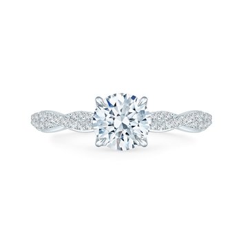14K White Gold Round Diamond Engagement Ring (Semi-Mount) CA0088E-37W