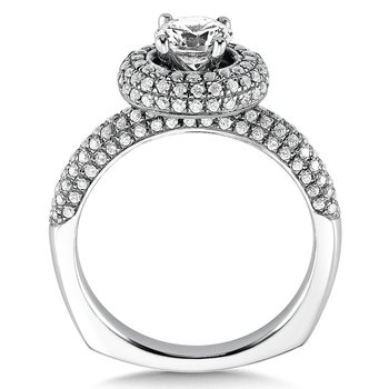 Pave Diamond Halo Engagement Ring R088W