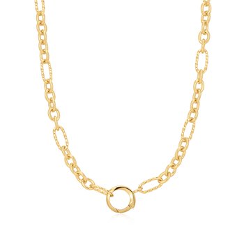 Gold Mixed Link Charm Chain Connector Necklace N048-03G
