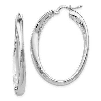 Sterling Silver Polished Twisted Oval Hoop Earrings QLE252