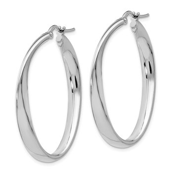 Sterling Silver Polished Twisted Oval Hoop Earrings QLE252