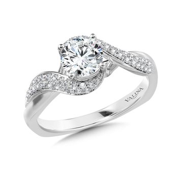 Pave-Diamond & Polished Gold Spiral Engagement Ring R1054W