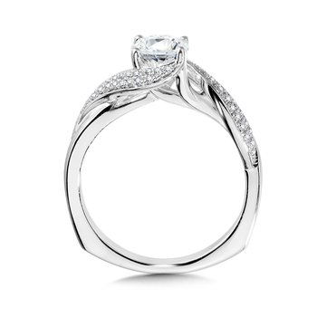 Pave-Diamond & Polished Gold Spiral Engagement Ring R1054W