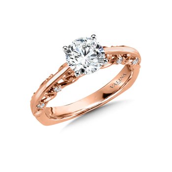 Tapered Diamond Solitaire Engagement Ring w/ Spiral Diamond Undergallery R1046P