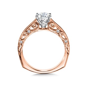 Tapered Diamond Solitaire Engagement Ring w/ Spiral Diamond Undergallery R1046P