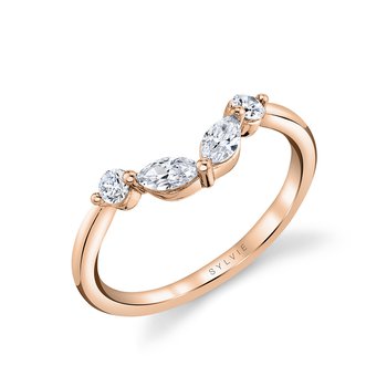 Diamond Curved Wedding Band - Alina BS2609