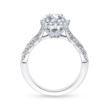 14K White Gold Round Diamond Floral Halo Engagement Ring (Semi-Mount) CA0163EH-37W