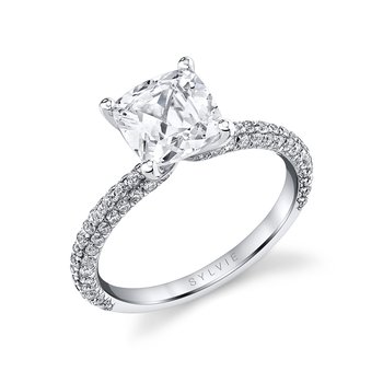 Cushion Cut Classic Pave Engagement Ring - Braylin S2633