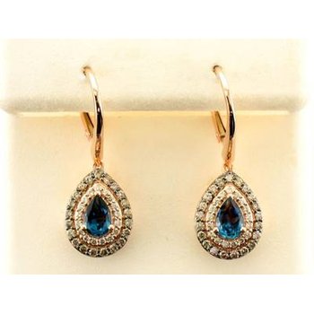  14K Strawberry Gold® Deep Sea Blue Topaz™ 5/8 cts. Earrings TRBQ 28