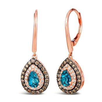  14K Strawberry Gold® Deep Sea Blue Topaz™ 5/8 cts. Earrings TRBQ 28