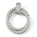 Leslie's Sterling Silver Polished with CZ Braided Pendant QLF865