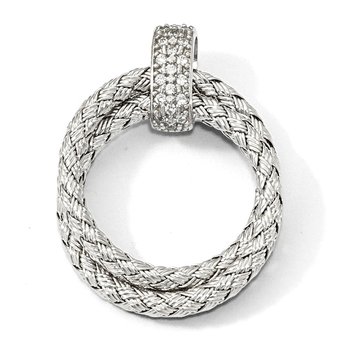 Sterling Silver Polished with CZ Braided Pendant QLF865