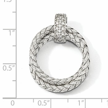 Sterling Silver Polished with CZ Braided Pendant QLF865