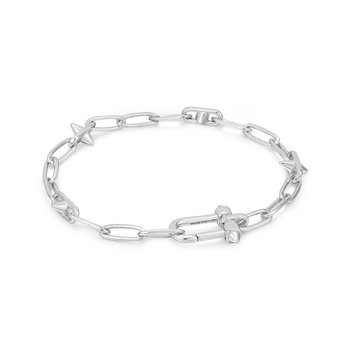 Silver Stud Link Charm Bracelet B048-03H