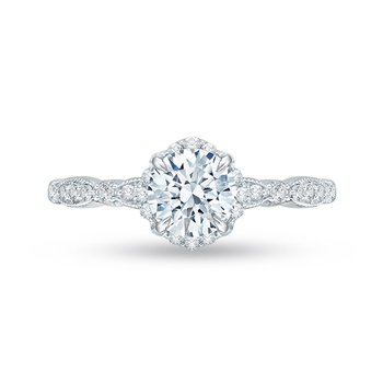 14K White Gold Round Diamond Engagement Ring (Semi-Mount) CA0104E-37W