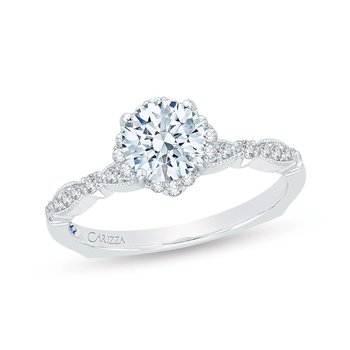 14K White Gold Round Diamond Engagement Ring (Semi-Mount) CA0104E-37W
