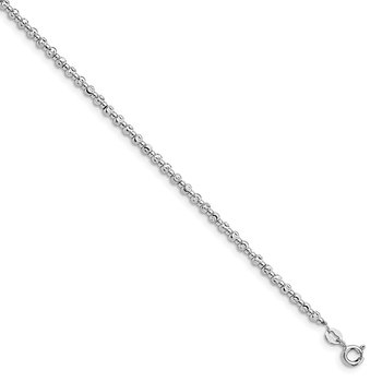 Sterling Silver Rhodium D/C Beaded w/1in ext. Anklet QLF520-9