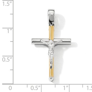 14K Two-tone Polished Crucifix Pendant LF864