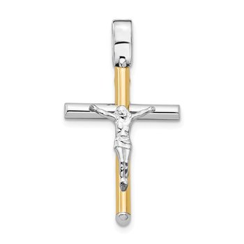 14K Two-tone Polished Crucifix Pendant LF864