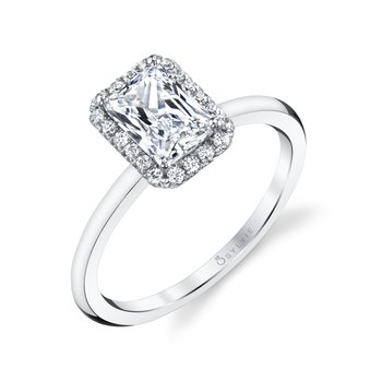 Cushion Cut Solitaire Halo Engagement Ring - Elsie S1993