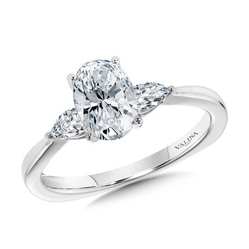Tapered 3-Stone Oval and Pear Diamond Engagement Ring  R1101W