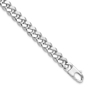 14K White Gold 8.5mm Beveled Curb Bracelet LF680-8