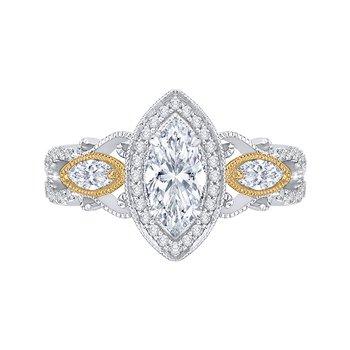 14K Two-Tone Gold Marquise Diamond Halo Engagement Ring (Semi-Mount) CAQ0175EH-37WY