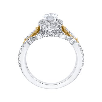 14K Two-Tone Gold Marquise Diamond Halo Engagement Ring (Semi-Mount) CAQ0175EH-37WY