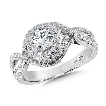 Crisscross Diamond Triple-Halo Engagement Ring  R1100W