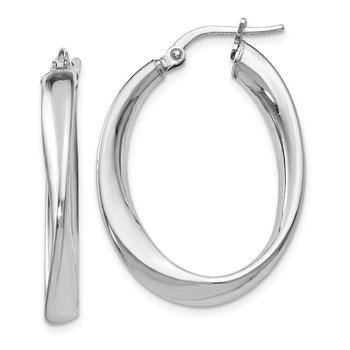 Sterling Silver Polished Twisted Oval Hoop Earrings QLE253