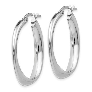 Sterling Silver Polished Twisted Oval Hoop Earrings QLE253