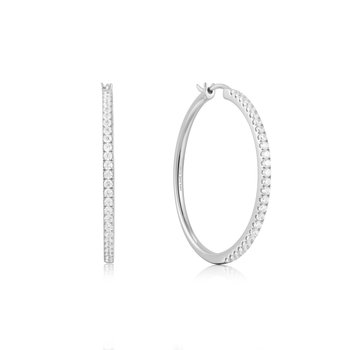 Silver Pavé Hoop Earrings E052-03H