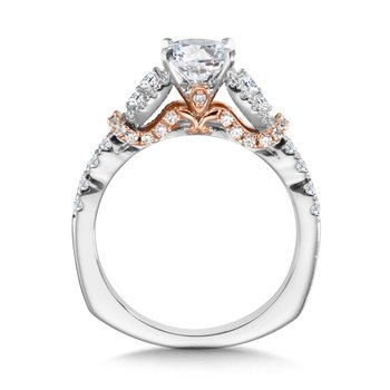 Straight Diamond Engagement Ring w/ Two-Tone Cape R1013WP