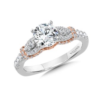 Straight Diamond Engagement Ring w/ Two-Tone Cape R1013WP