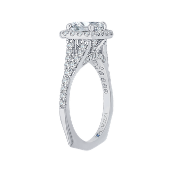 14K White Gold Princess Diamond Halo Engagement Ring with Split Shank (Semi-Mount) CAP0033E-37W
