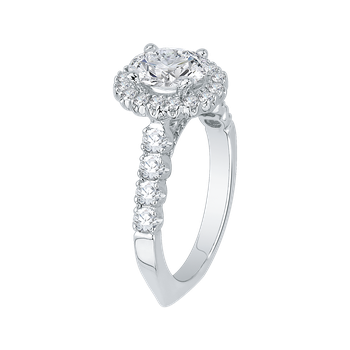 Oval Diamond Halo Engagement Ring In 14K White Gold (Semi-Mount) CAO0037E-37W