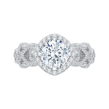 14K Two-Tone Gold Round Diamond Halo Engagement Ring with Split Shank (Semi-Mount) CA0170EH-37WY-1.50