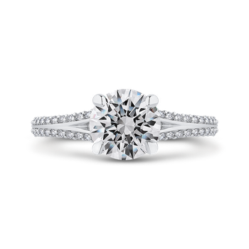 14K Two-Tone Gold Round Diamond Engagement Ring with Split Side Euro Shank (Semi-Mount) CA0429EH-37WY-1.50