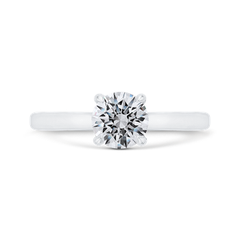 14K White Gold Solitaire Engagement Ring with Euro Shank  (Semi-Mount) CA0497E-W-1.00