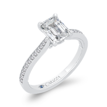 14K White Gold Emerald Cut Diamond Engagement Ring (Semi-Mount) CAE0426EH-37W-1.25