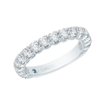 14K White Gold Round Diamond Euro Shank Wedding Band CA0037B-37W